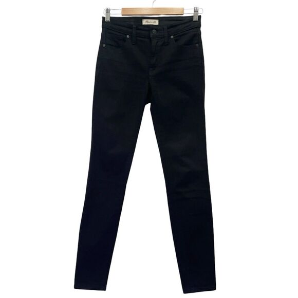 Madewell Tall 9” Mid-Rise Skinny Jeans in ISKO Stay Black Size 26T | 2 Tall - Picture 2 of 14